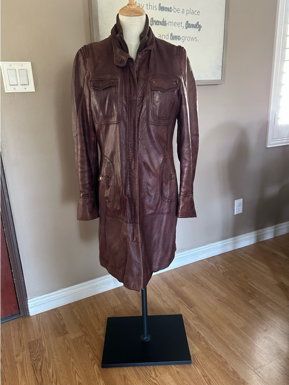 Danier Brown Long Leather Coat